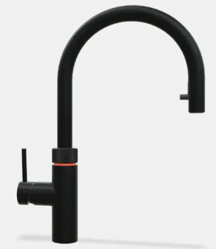 Quooker Flex losse kraan koud/warm en kokend water met kindveilige (dubbel)druk-draai bedieningsknop en uittrekbare perlator - Zwart FXRBLK