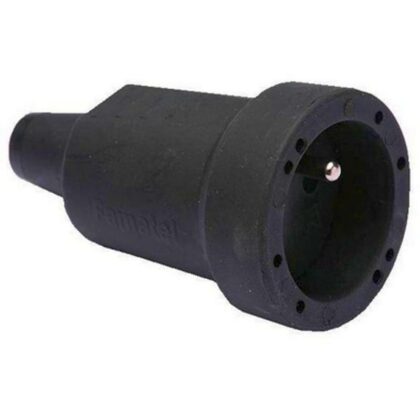 Famatel Koppelstekker rubber 16A zwart+ kinderbeveiliging IP20 2107-BE