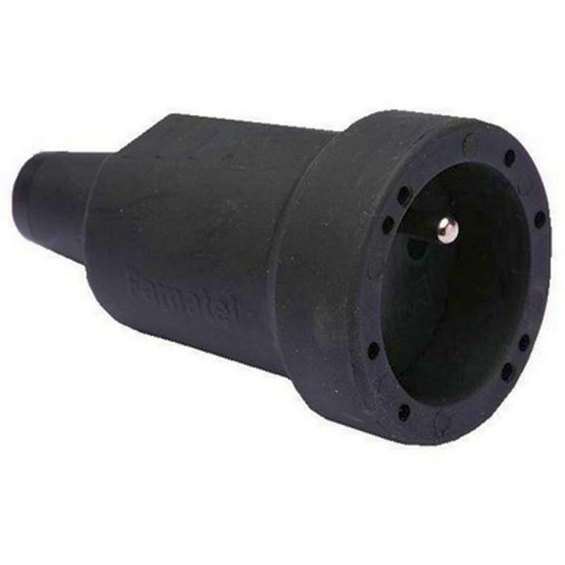 Famatel Koppelstekker rubber 16A zwart+ kinderbeveiliging IP20 2107-BE