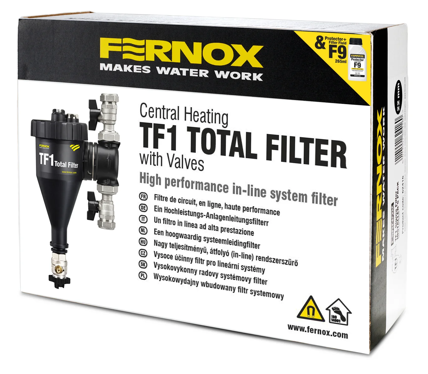 Fernox Vuilafscheider Fernox TF1 Total 3/4" 20 knelring horizontaal/verticaal met magneet intern 62764