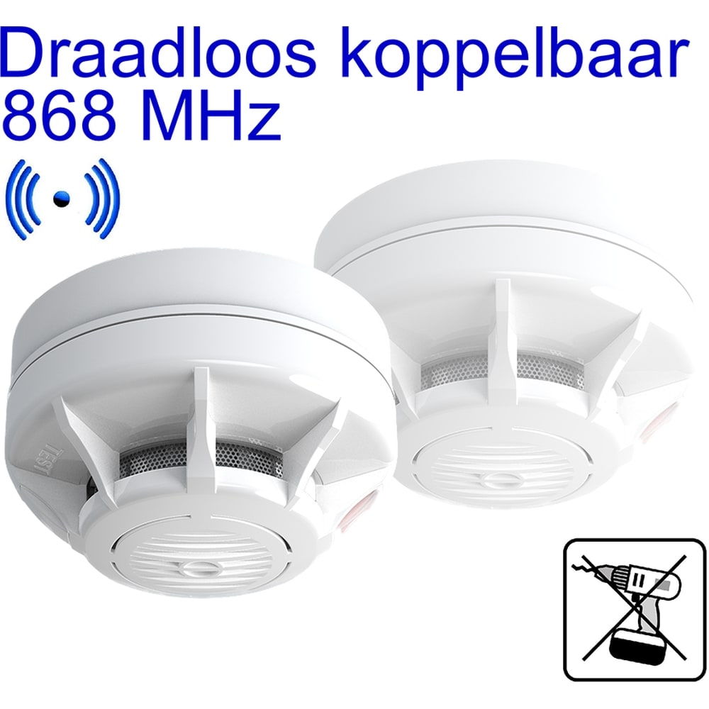 Fito Products Draadloos koppelbare rookmelder incl.3V ASD-10QR