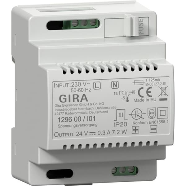 GIRA Voeding DC 24V 300mA DIN-rail Deurcommunicatie 129600