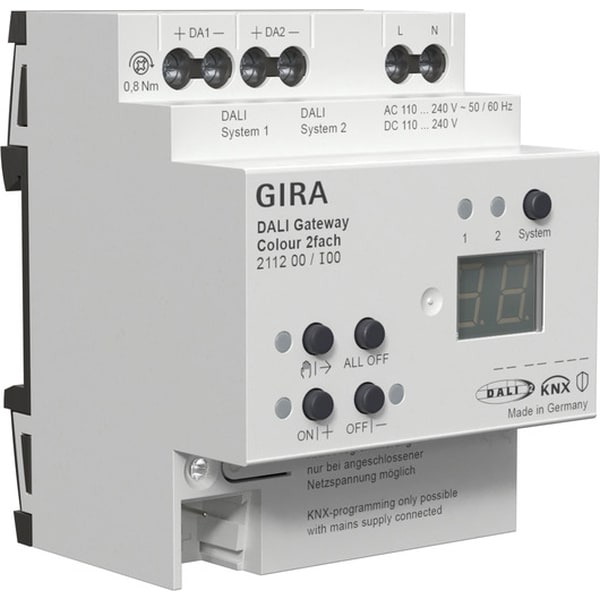 GIRA DALI gateway Colour 2-v DIN-rail KNX Secure 211200