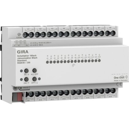 GIRA Schakel/jaloezie-actor 16-v/8-v 16A DIN-rail Std KNX Secure 502800