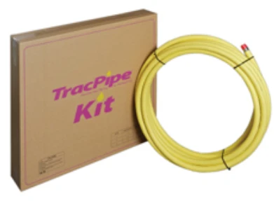 TracPipe PLT starterskit inox flexibele buis voor gas 28 mm (rollengte 15m) - geel - met silicone tape - prijs per doos GPF101365
