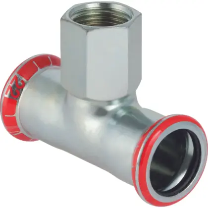 Geberit Persovergangs-T-stuk staal 28 x 3/4" x 28F verwarming Geberit Mapress C-Staal 21310