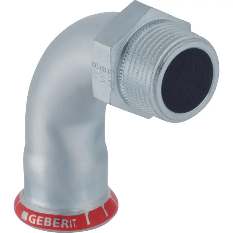 Geberit Persovergangsbocht staal 42mm x 6/4" M 90° verwarming Geberit Mapress C-Staal 23510