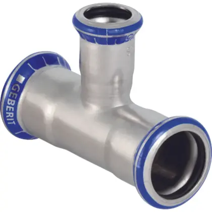 Geberit Persverloop-T inox 42x22x42mm FFF (drink)water Geberit Mapress RVS 31218