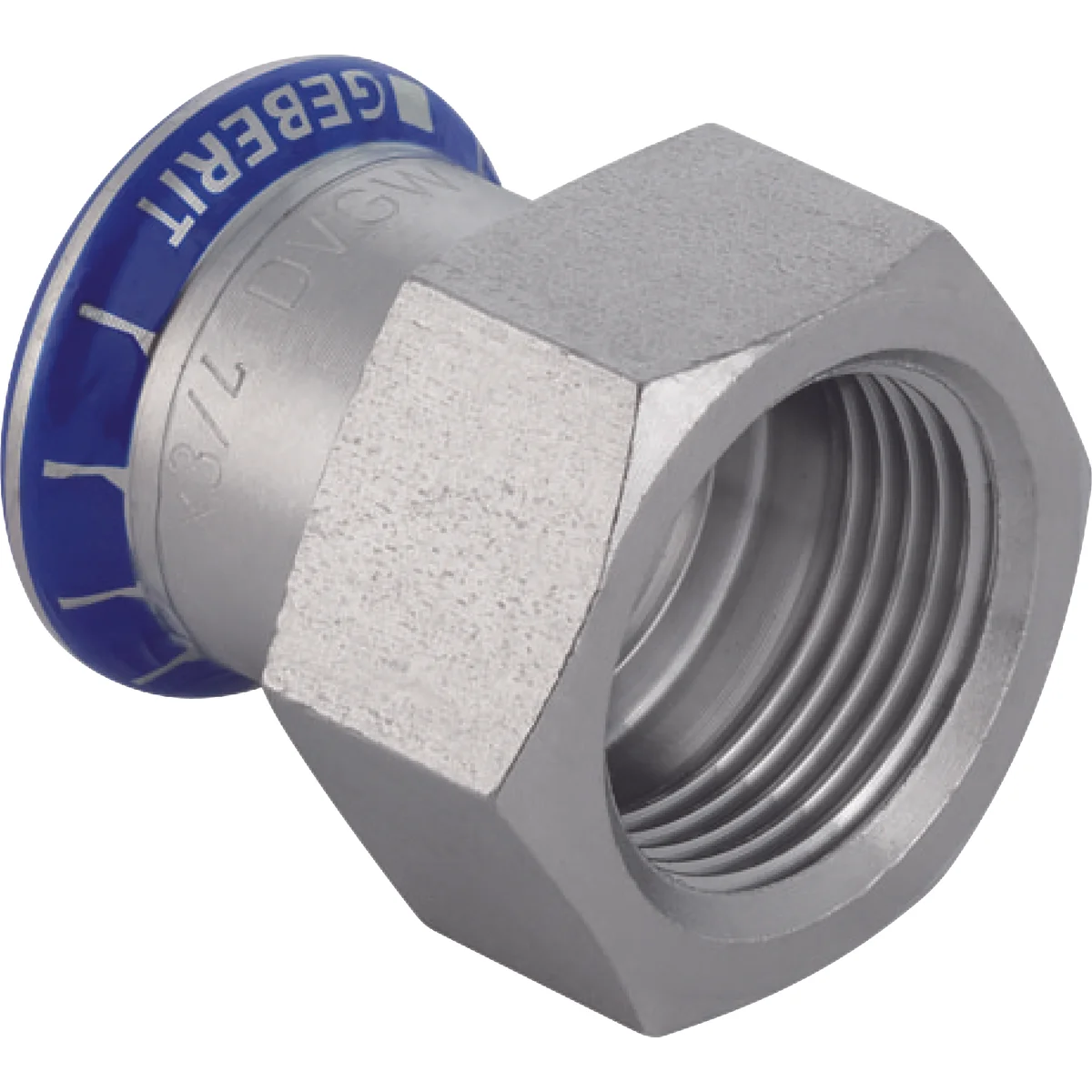 Geberit Persovergangsstuk inox 18mm x 1/2" F (drink)water Geberit Mapress RVS 31803