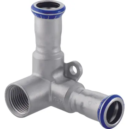 Geberit Mapress RVS muurplaat dubbel met aansl. onder 90gr Geberit 33503