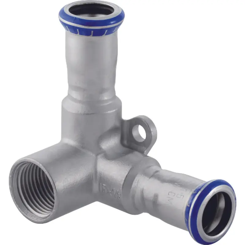 Geberit Mapress RVS muurplaat dubbel met aansl. onder 90gr Geberit 33503