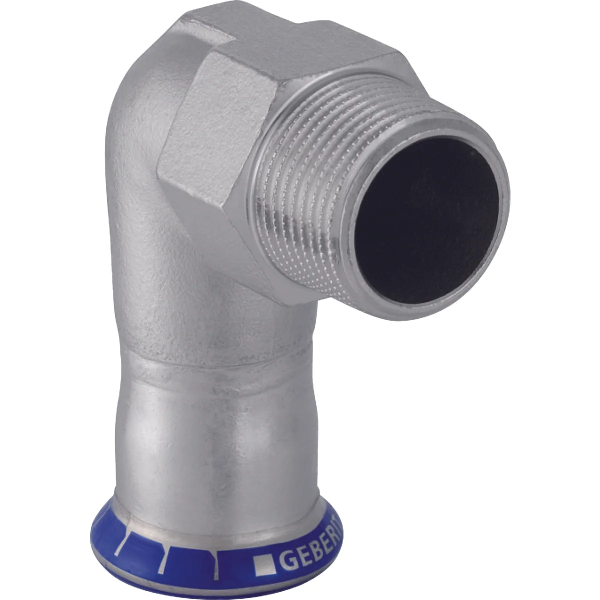 Geberit Persovergangsbocht inox 15mm x 1/2" M 90° (drink)water Geberit Mapress RVS 33833