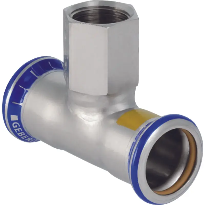 Geberit Persovergangs-T-stuk inox 28 x 1/2" x 28F gas Geberit Mapress RVS 34057
