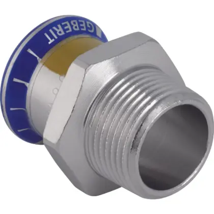 Geberit Persovergangsstuk inox 22mm x 3/4" M gas Geberit Mapress RVS 34070