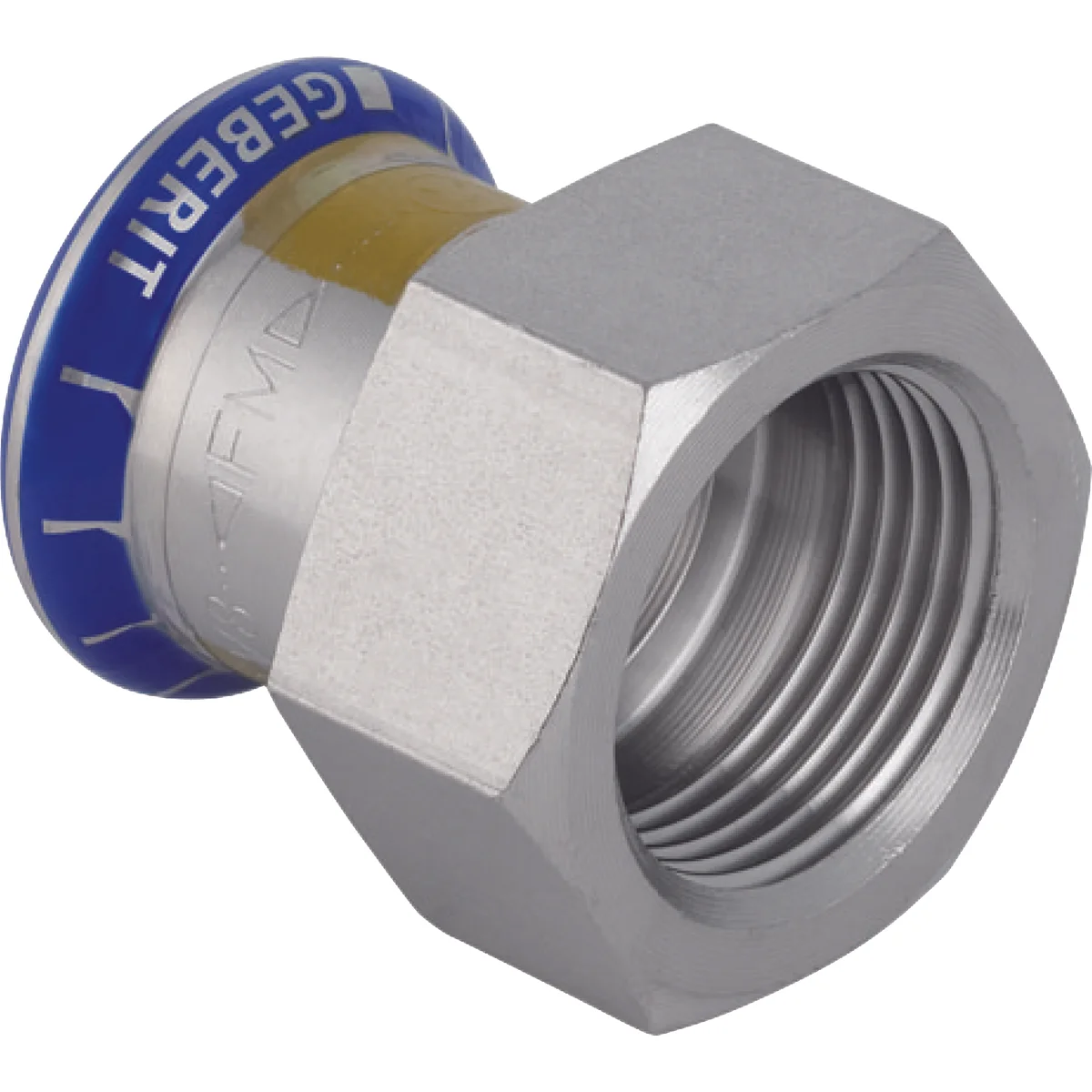 Geberit Persovergangsstuk inox 22mm x 3/4" F gas Geberit Mapress RVS 34087