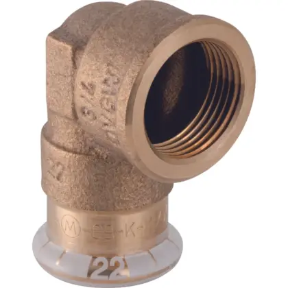 Geberit Persovergangsknie koper 22mm x 1/2" F 90° (drink)water Geberit Mapress Koper 63864