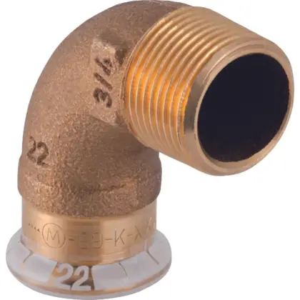 Geberit Persovergangsbocht koper 28mm x 1" M 90° (drink)water Geberit Mapress Koper 63886