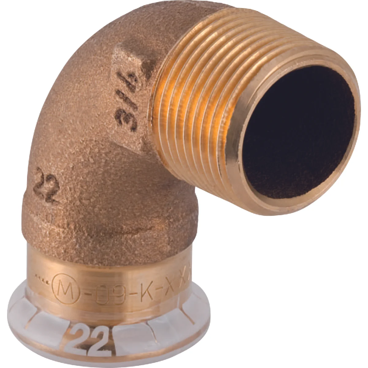 Geberit Persovergangsbocht koper 28mm x 1" M 90° (drink)water Geberit Mapress Koper 63886