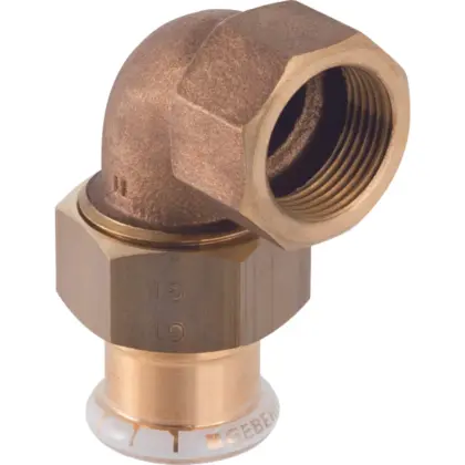 Geberit Pers-3-delige kniekoppeling koper 15 x 1/2" F (drink)water Geberit Mapress Koper 65382