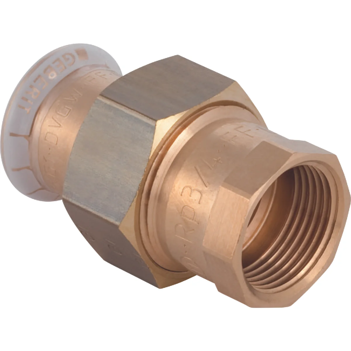 Geberit Pers-3-delige koppeling koper 15 x 1/2" F (drink)water Geberit Mapress Koper 65482