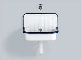 Laufen Classics uitgietbak 510 x 360 mm - wit - plaatstaal - met zwarte rand - met afvoerplug H551CL50001095