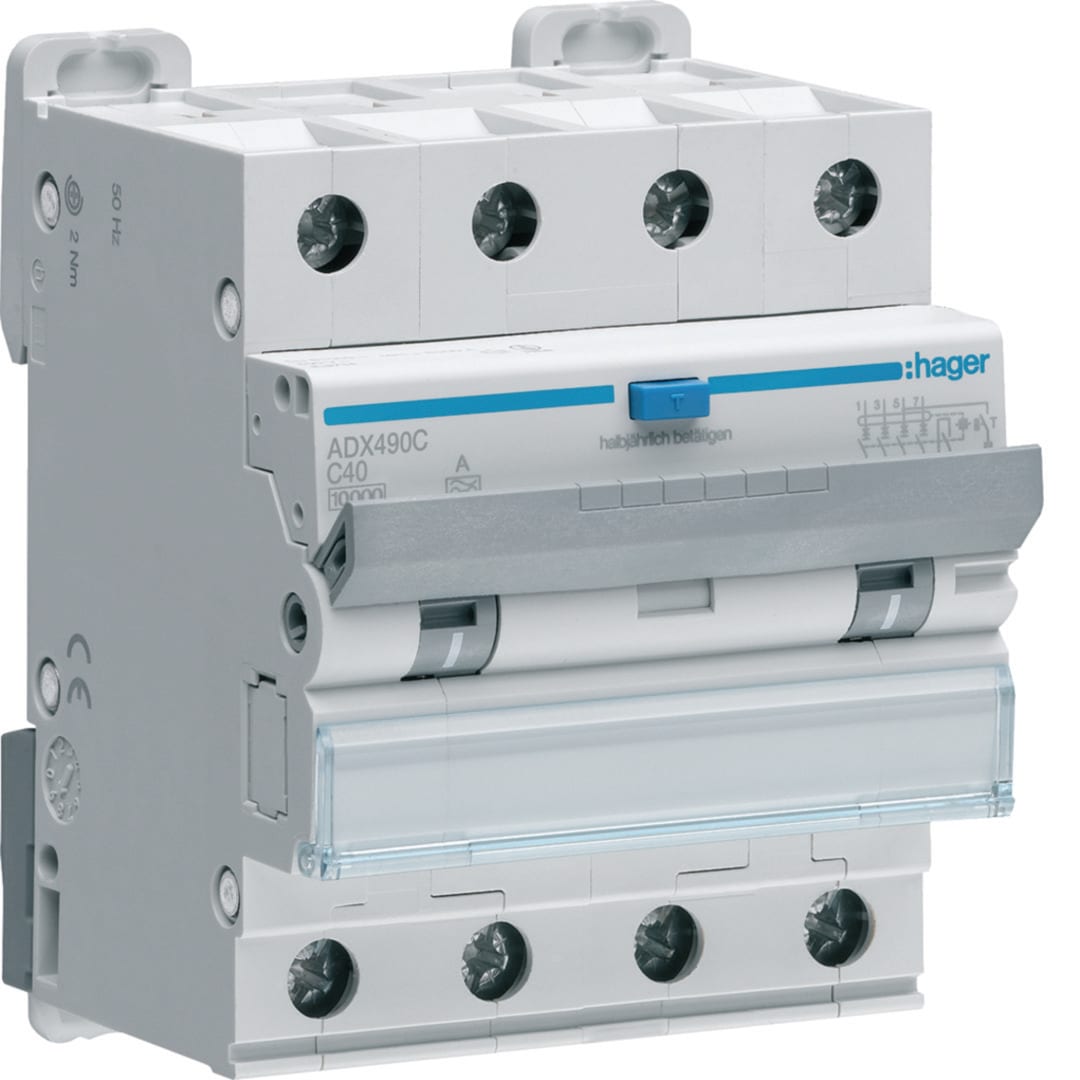 HAGER Differentieelautomaat 4P 10kA C-40A 30mA type A ADX490C