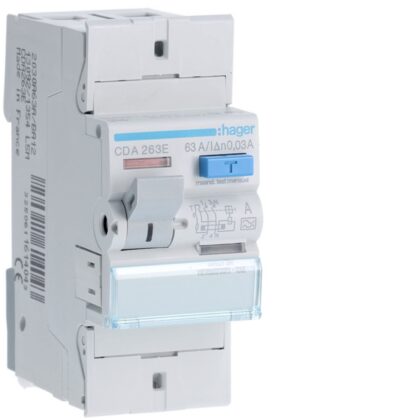 HAGER Aardlekschakelaar 2P 63A 30mA type A CDA263E