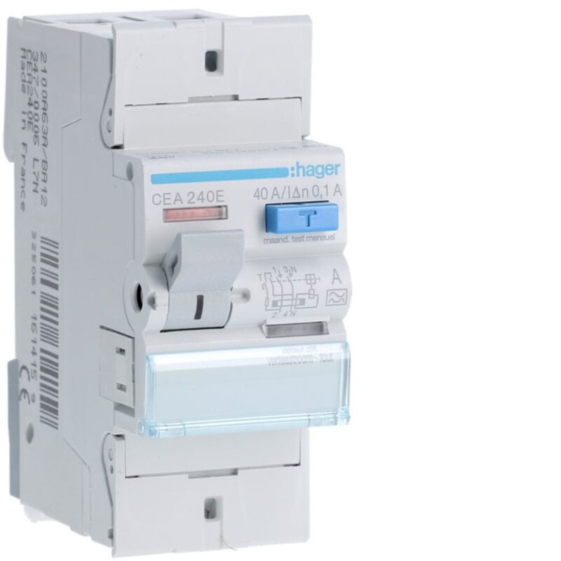 HAGER Aardlekschakelaar 2P 40A 100mA type A CEA240E