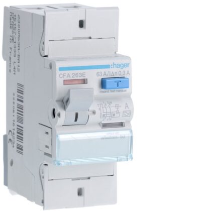 HAGER Aardlekschakelaar 2P 63A 300mA type A CFA263E