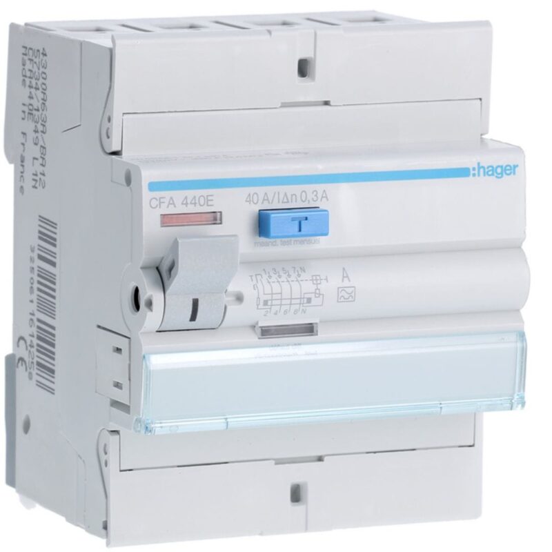 HAGER Aardlekschakelaar 4P 40A 300mA type A CFA440E
