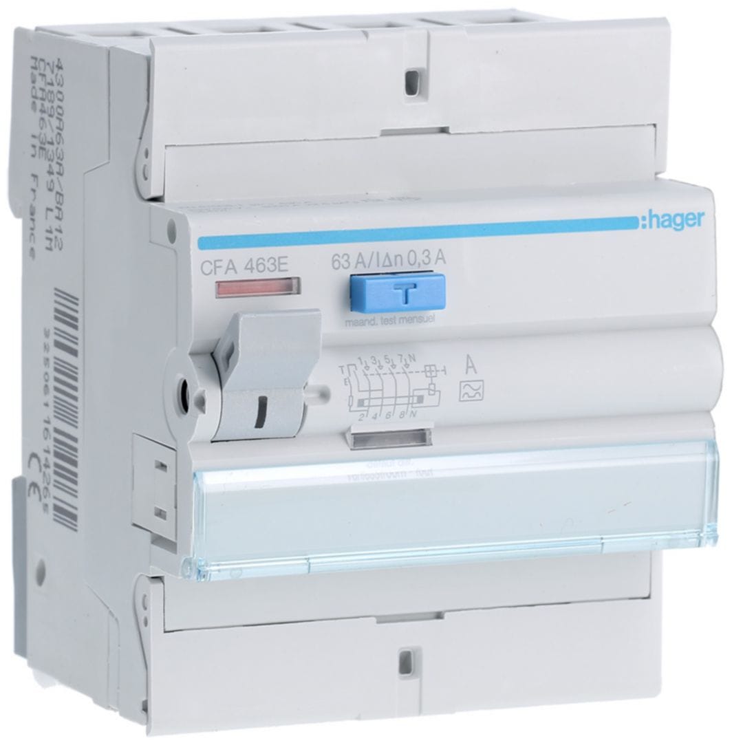 HAGER Aardlekschakelaar 4P 63A 300mA type A CFA463E