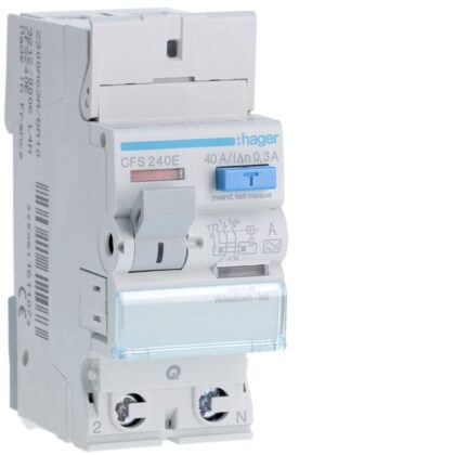 HAGER Aardlekschakelaar 2P 40A 300mA type A qc CFS240E