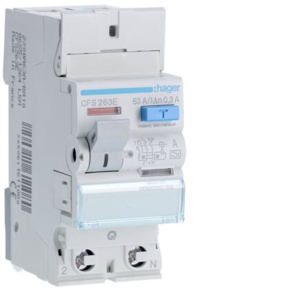 HAGER Aardlekschakelaar 2P 63A 300mA type A qc CFS263E