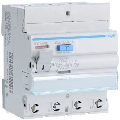 HAGER Aardlekschakelaar 4P 40A 300mA type A qc CFS440E