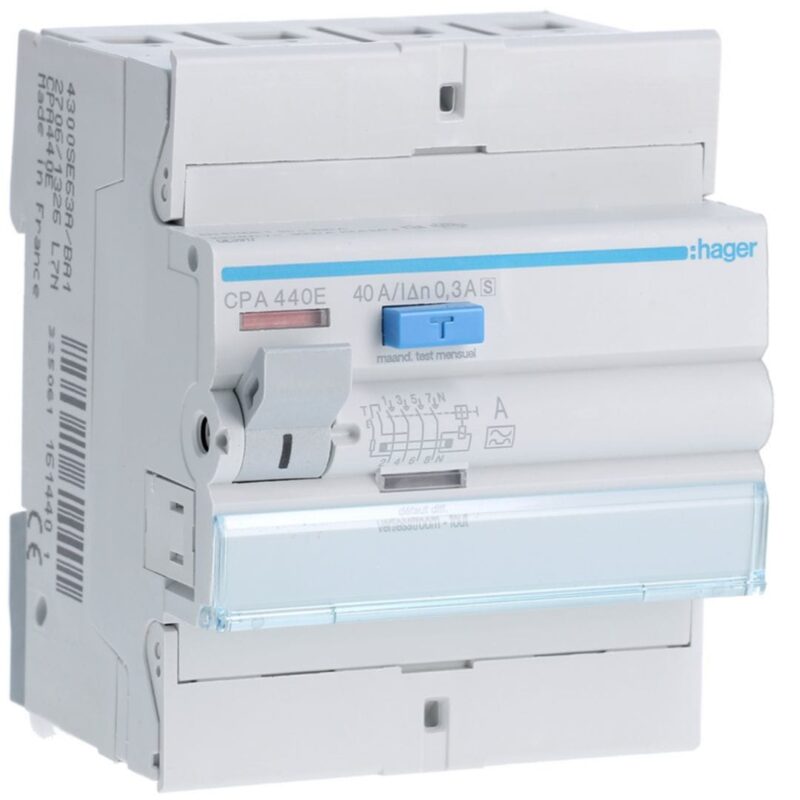 HAGER Aardlekschakelaar 4P 40A 300mA type A S CPA440E
