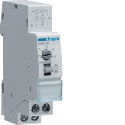 HAGER Trappenhuisaut. 1-voudige tijdinstelling 1 module EMN001