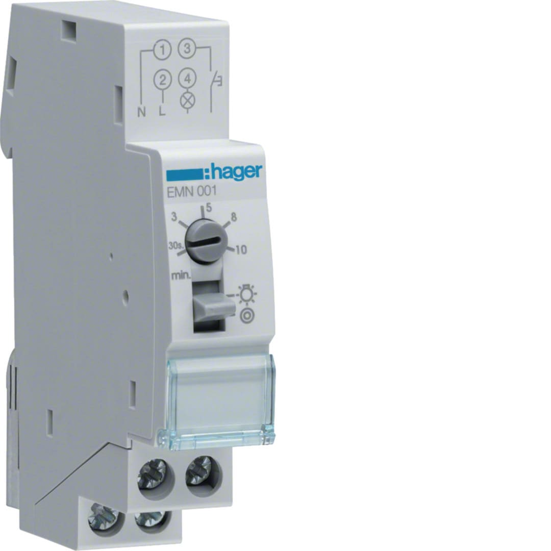 HAGER Trappenhuisaut. 1-voudige tijdinstelling 1 module EMN001