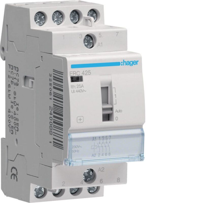 HAGER Contactor manuele bediening - 4x25A - 230V - 4NO ERC425