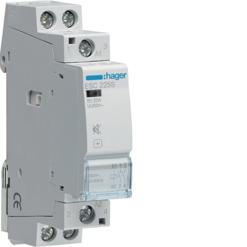 HAGER Contactor geruisloos - 2x25A - 230V - 2NO ESC225S