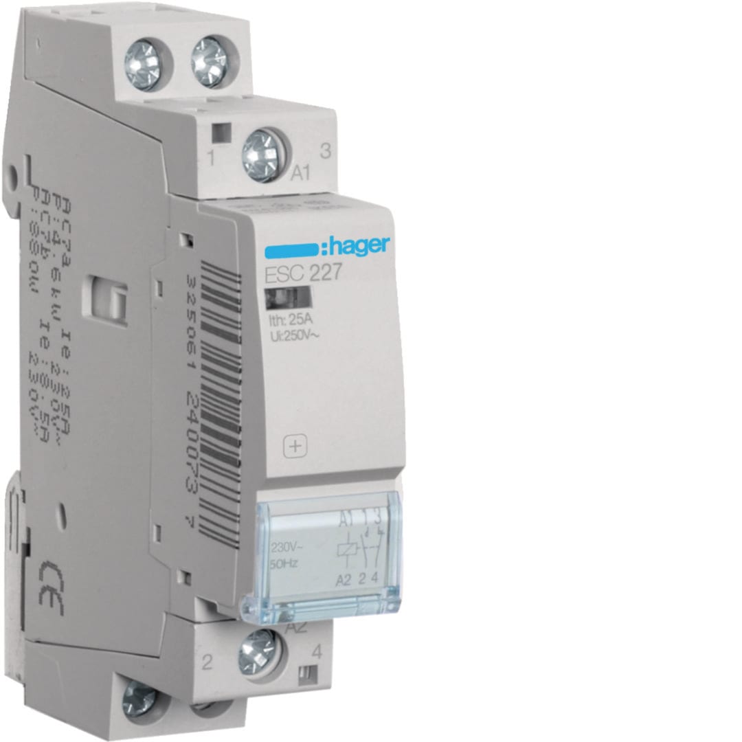 HAGER Contactor - 2x25A - 230V - 1NO+1NG ESC227