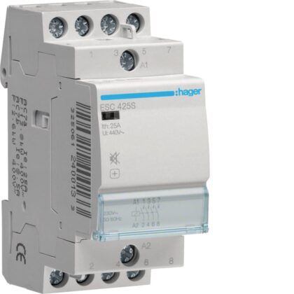 HAGER Contactor geruisloos - 4x25A - 230V - 4NO ESC425S