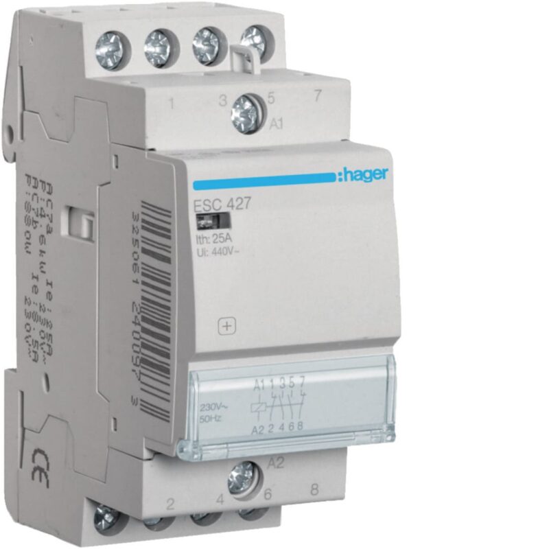 HAGER Contactor - 4x25A - 230V - 2NO+2NG ESC427