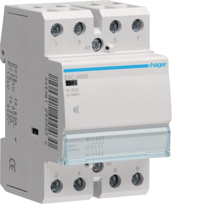 HAGER Contactor geruisloos - 4x63A - 230V - 4NO ESC463S