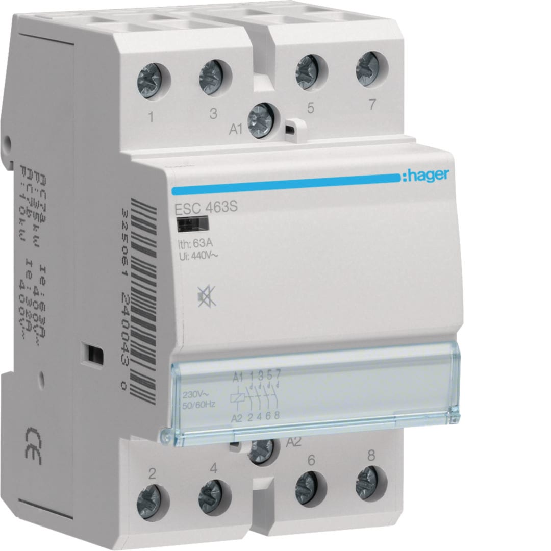HAGER Contactor geruisloos - 4x63A - 230V - 4NO ESC463S