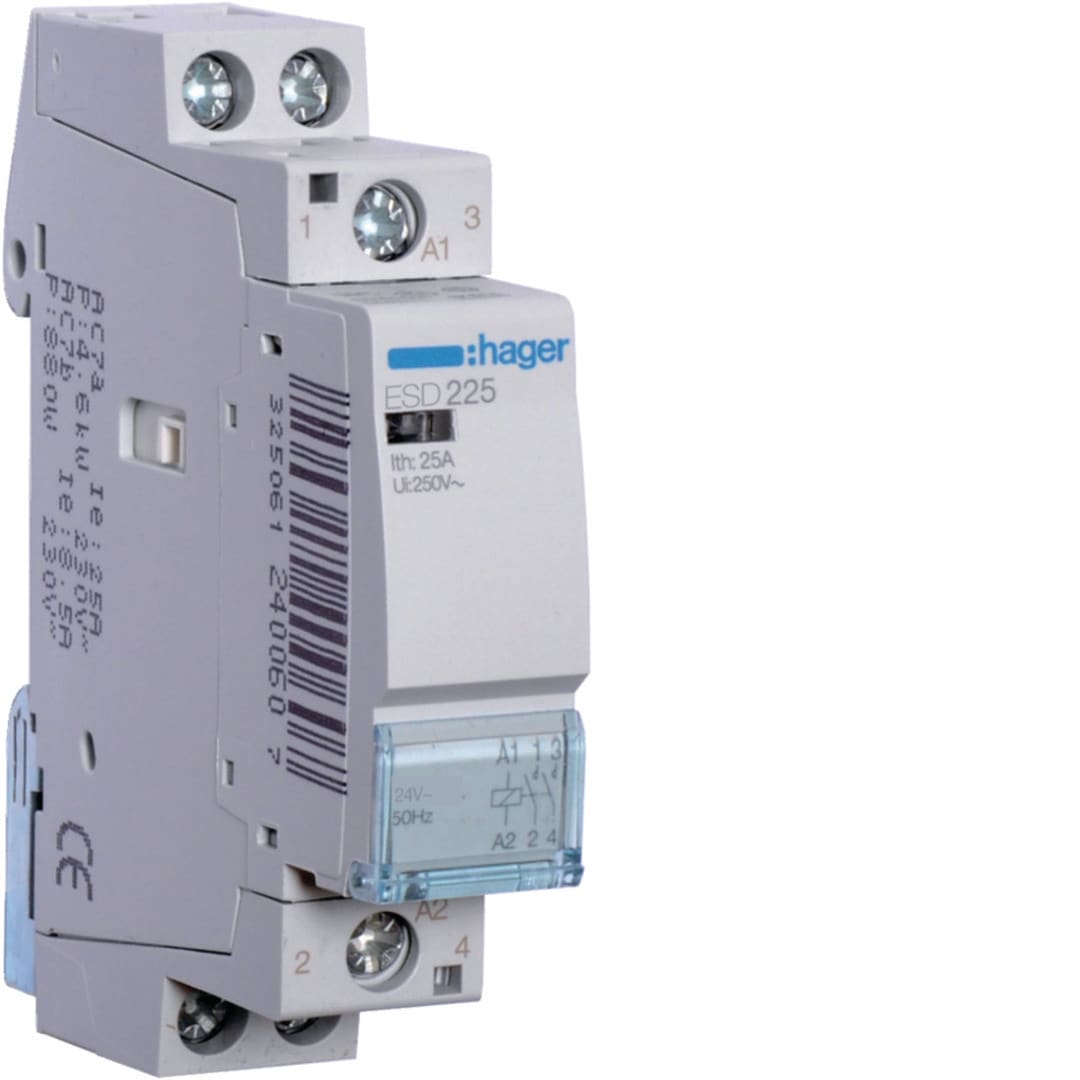 HAGER Contactor - 2x25A - 24V - 2NO ESD225