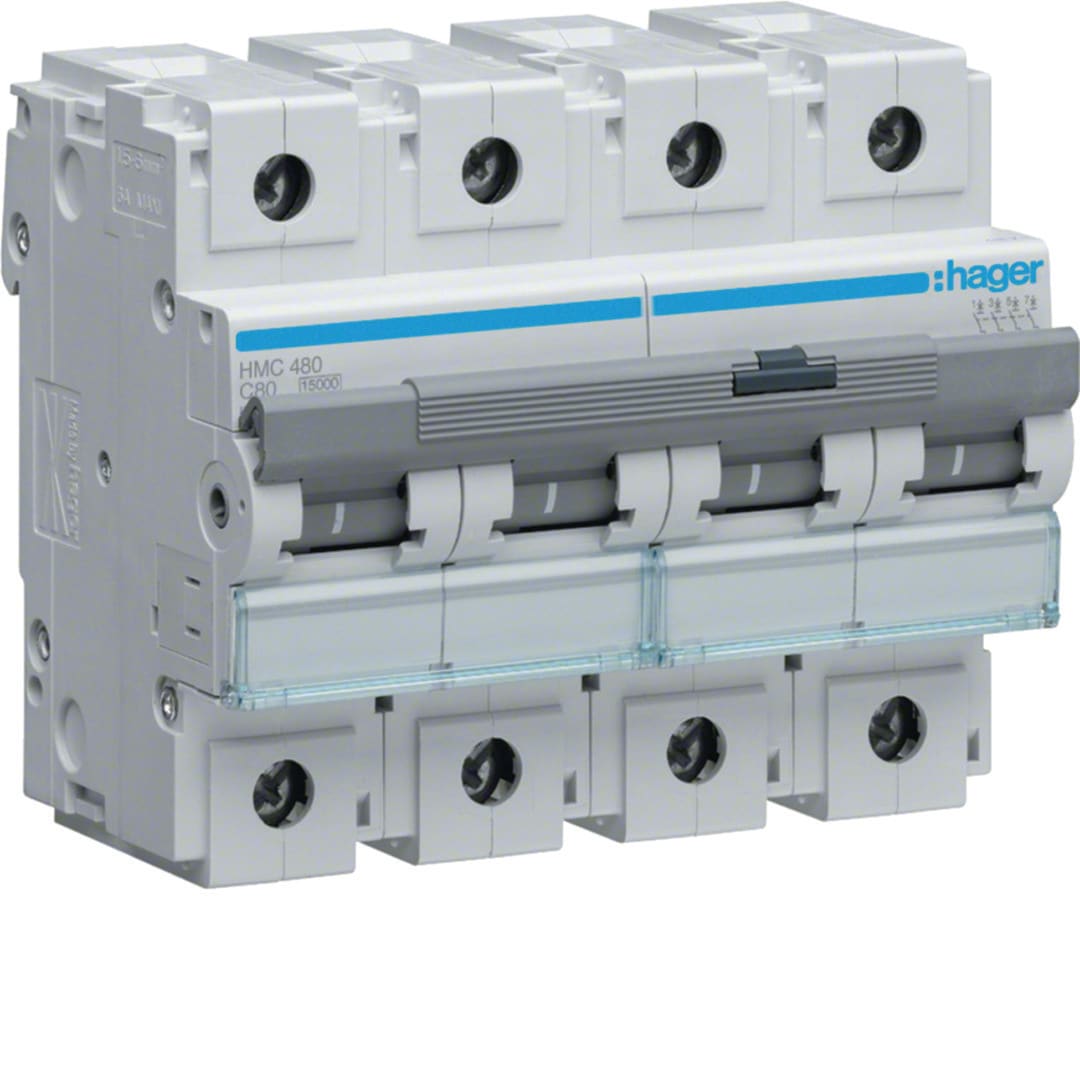 HAGER Automaat 15kA 80A  4P C 6M HMC480