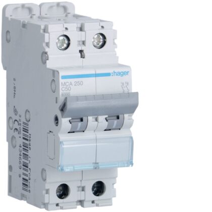 HAGER Automaat 6kA - C - 2P - 50A - 2M. MCA250