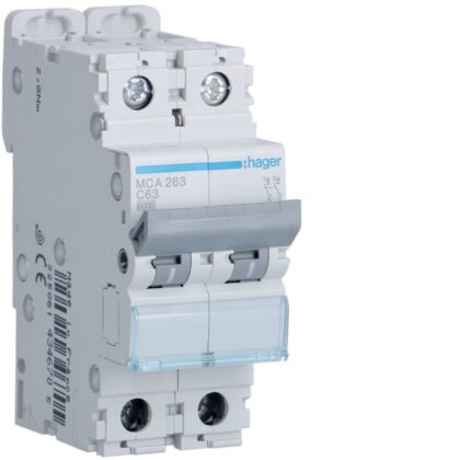 HAGER Automaat 6kA - C - 2P - 63A - 2M. MCA263
