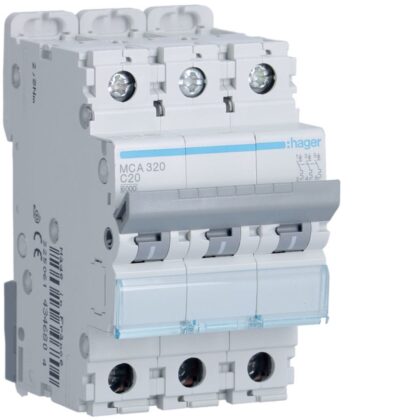 HAGER Automaat 6kA - C - 3P - 20A - 3M. MCA320