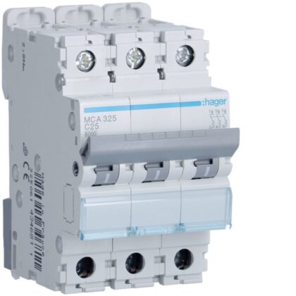 HAGER Automaat 6kA - C - 3P - 25A - 3M. MCA325